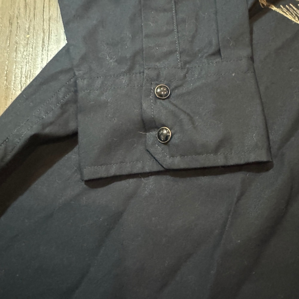 NWT VTG Tommy Hilfiger Red Label Men's L Black Gold Embroidered Button Up Shirt - Picture 6 of 12